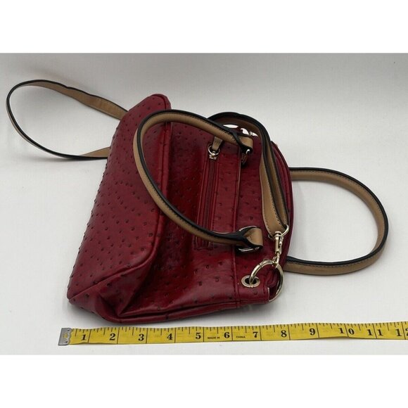 Giani Bernini Faux Ostrich Mini Satchel Faux Ostrich Mini Satchel Red & Gold - Picture 4 of 5